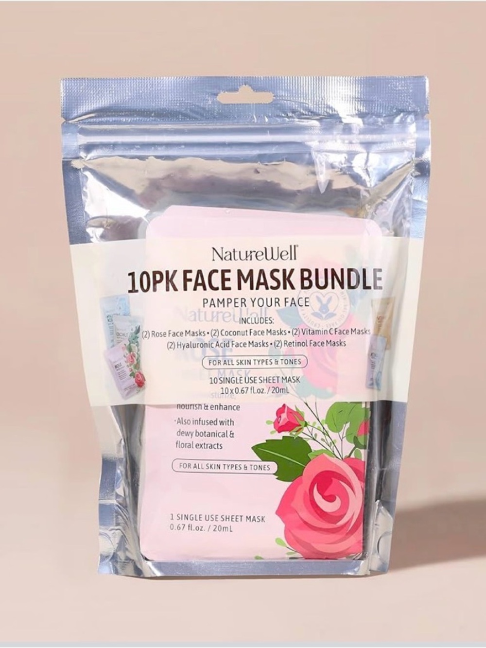 10-Pack NatureWell Face Mask Bundle - Hydrating Sheet Masks